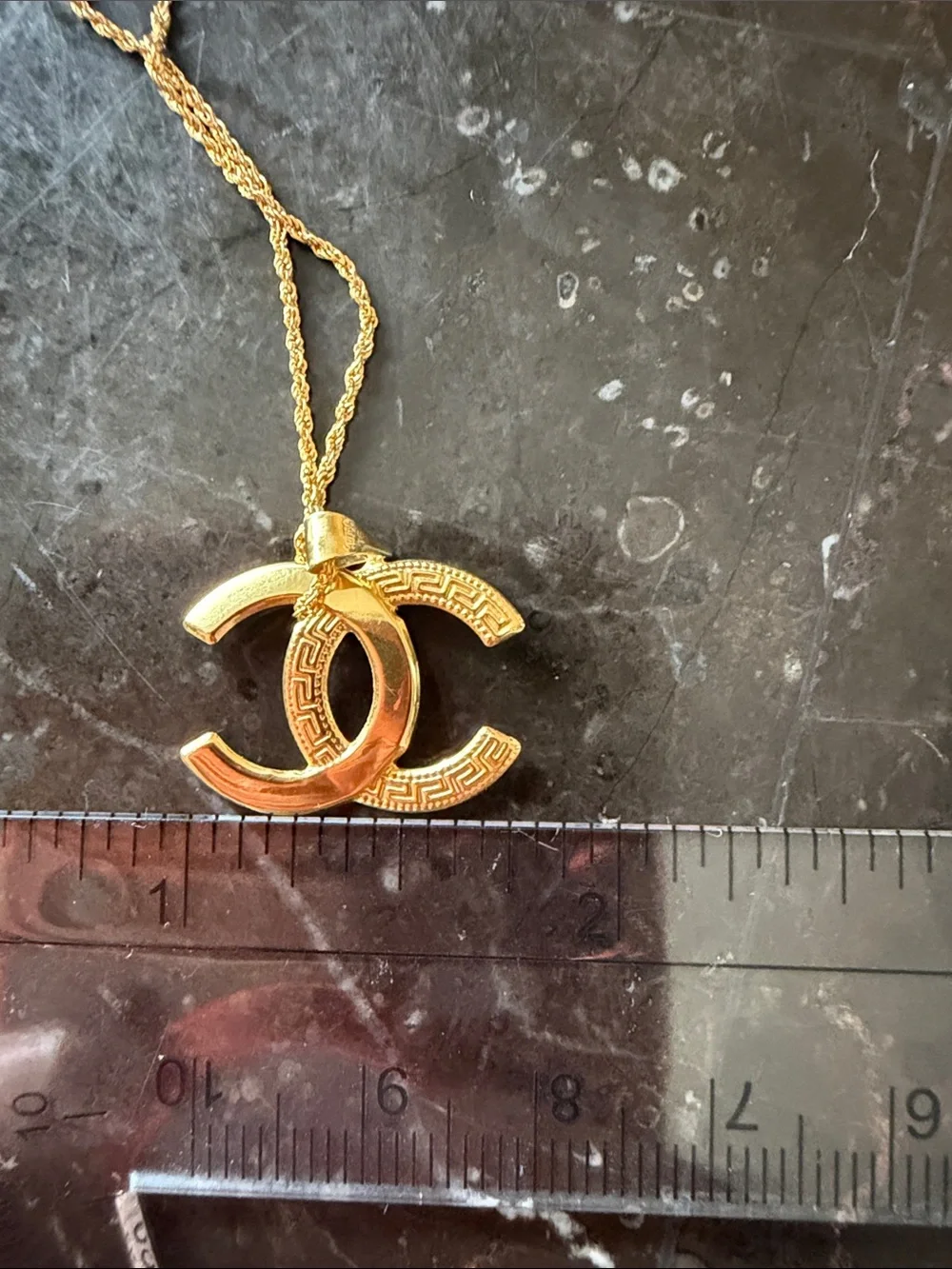 CHANEL Gold Double C Logo Pendant Necklace.18k real gold not plated Lightweight